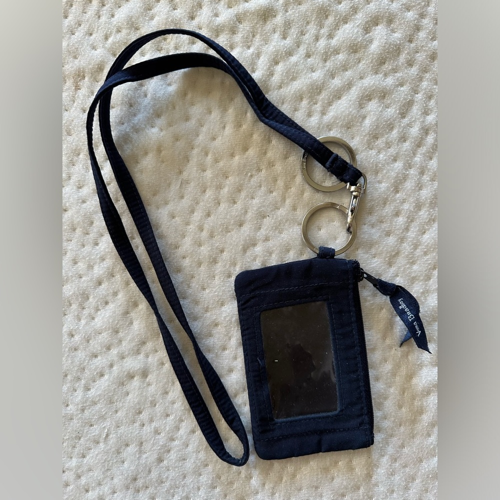 Vera Bradley Zip ID case with lanyard- Navy